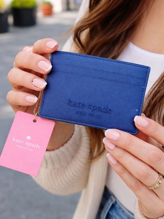 kate spade Handbags - kate spade blue saffiano card holder NWT
